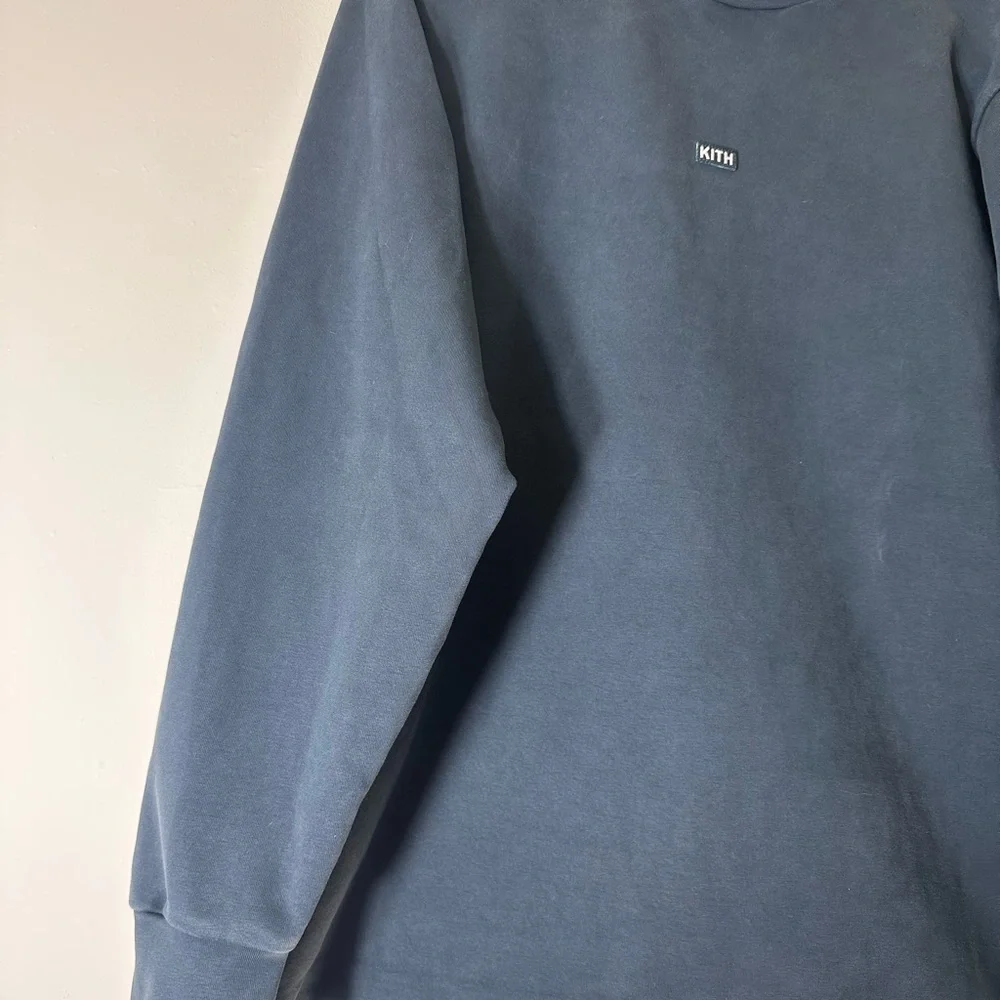 KITH Lenox mock neck box logo long sleeve sweatshirt size M navy - Picture 5 of 12